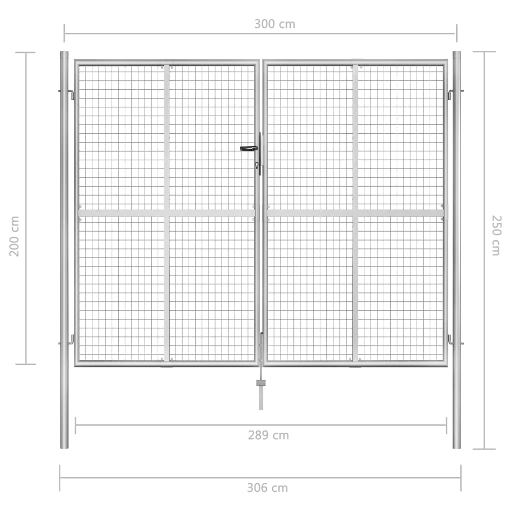 Portail 105x225 cm en acier galvanisé, couleur argent