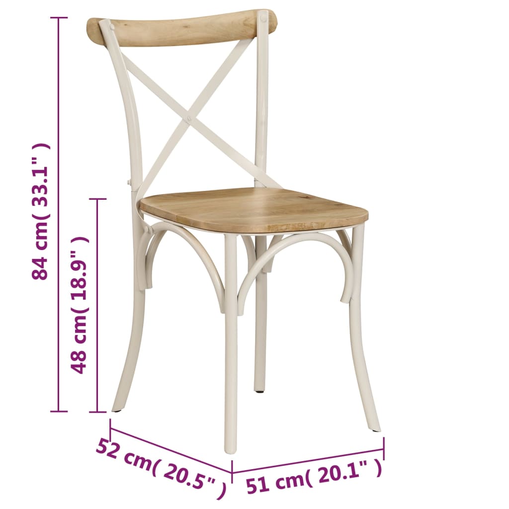 Kruisstoelen 2 st massief mangohout zwart