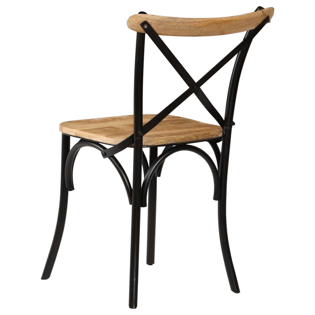 Kruisstoelen 2 st massief mangohout zwart