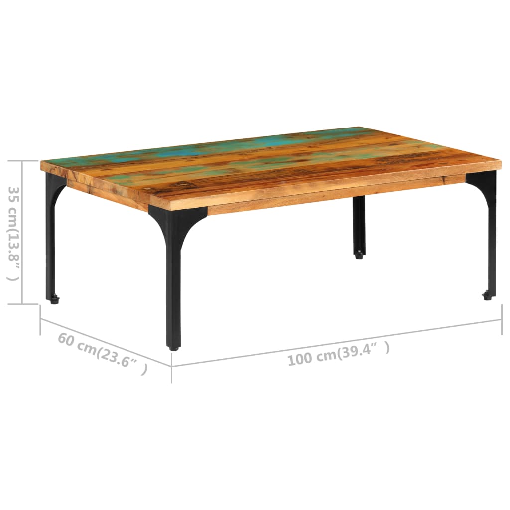 Table basse 100x60x35 cm bois massif recyclé