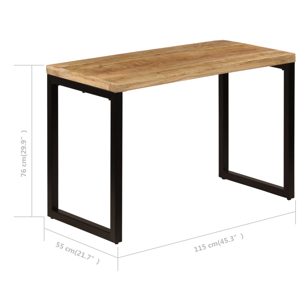 Table à manger/bureau avec pieds en acier, bois de Sesham massif