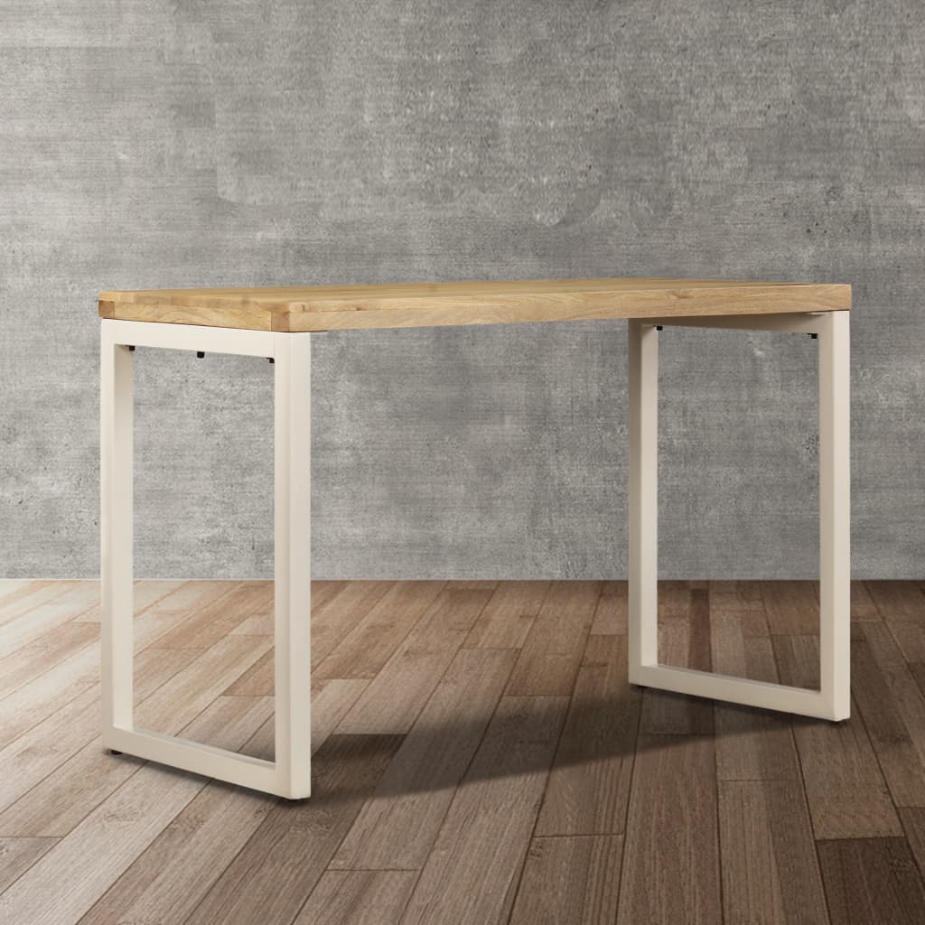 Eettafel/bureau met stalen poten massief sheeshamhout