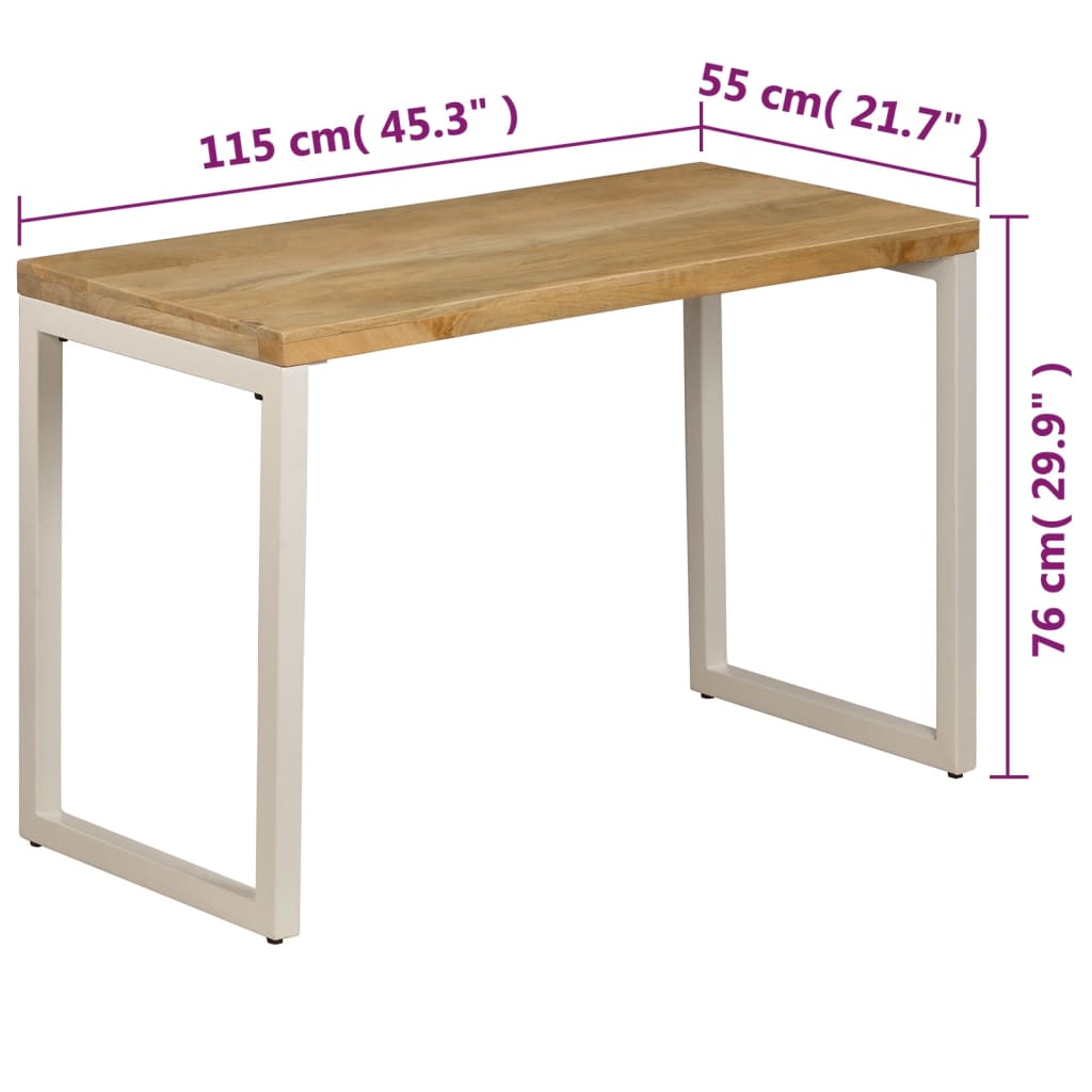 Table à manger/bureau avec pieds en acier, bois de Sesham massif