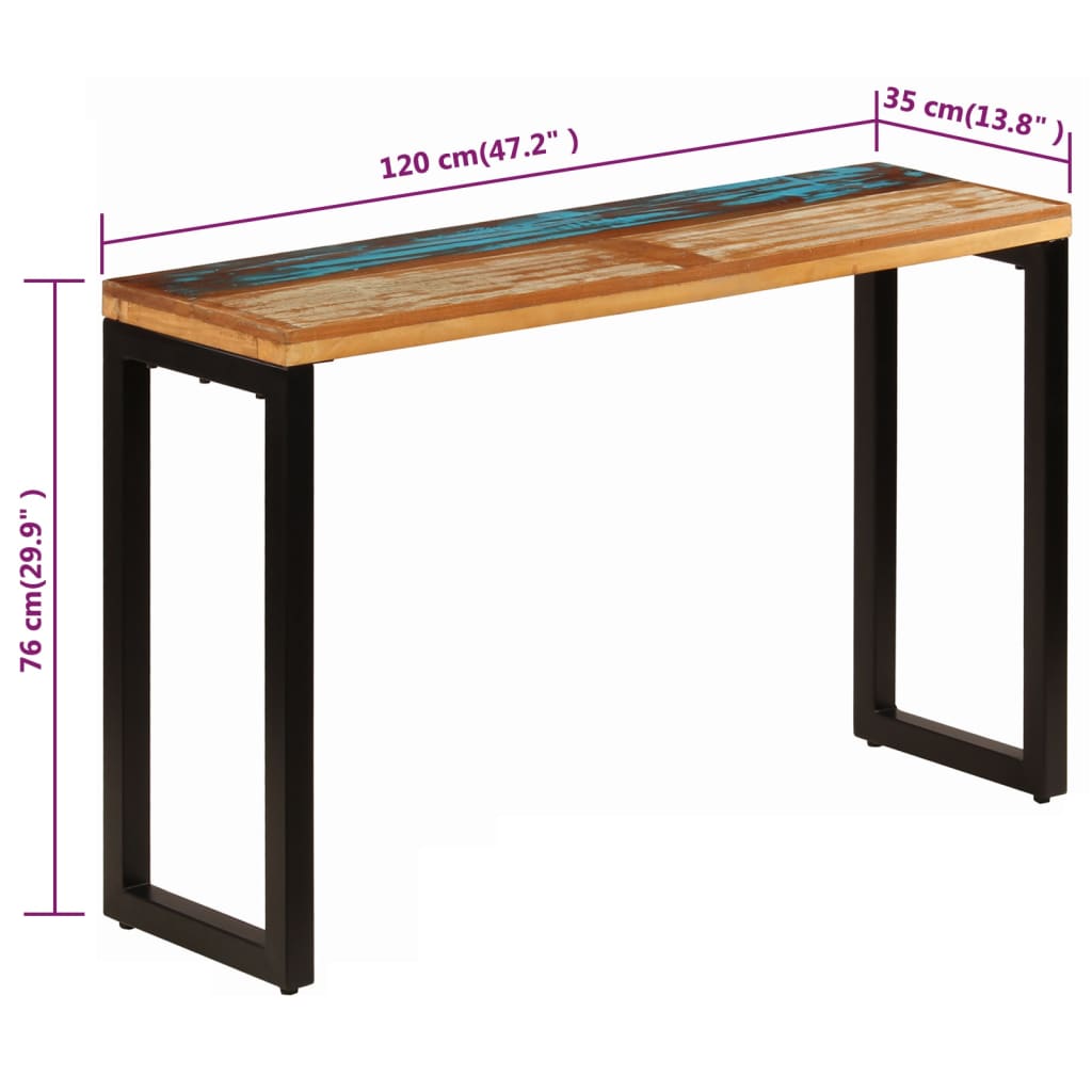 Table murale 120x35x76 cm en manguier massif et acier