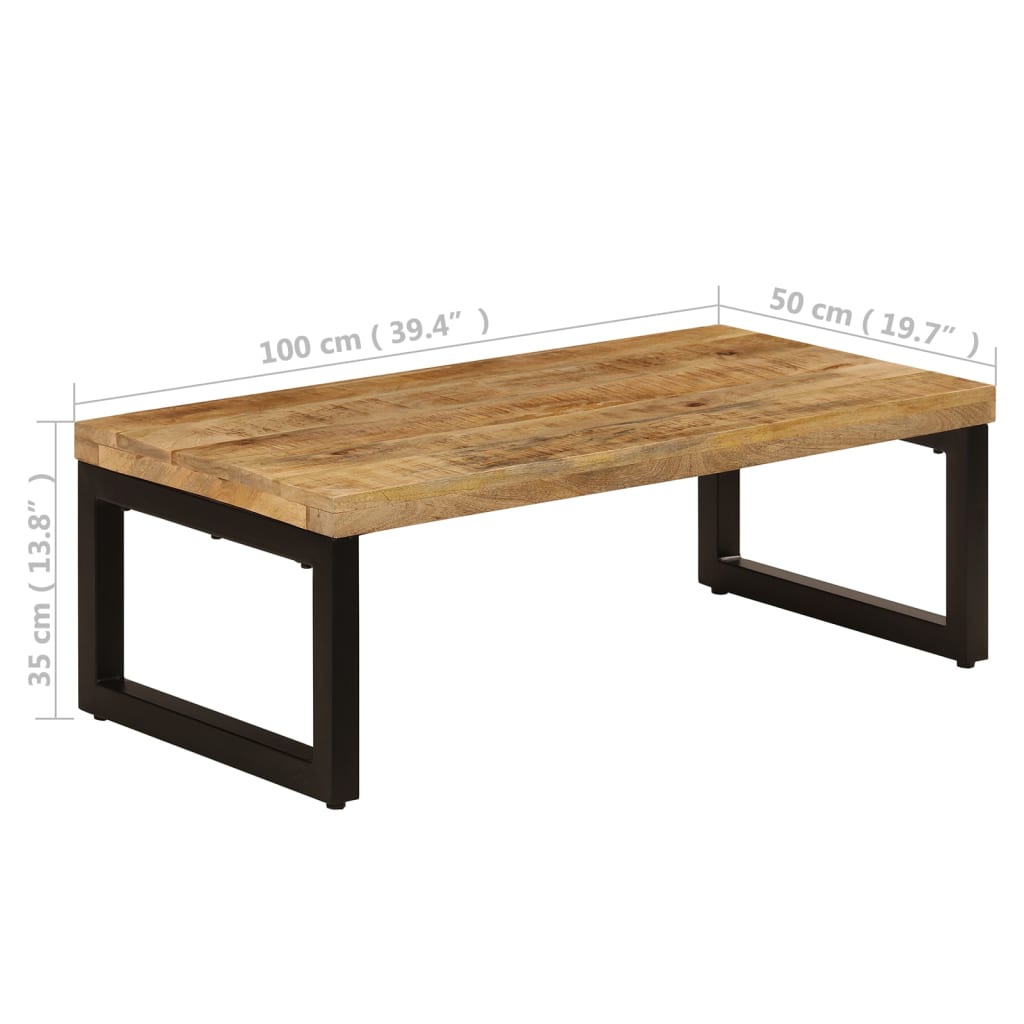 Table basse 100x50x35 cm en manguier massif et acier