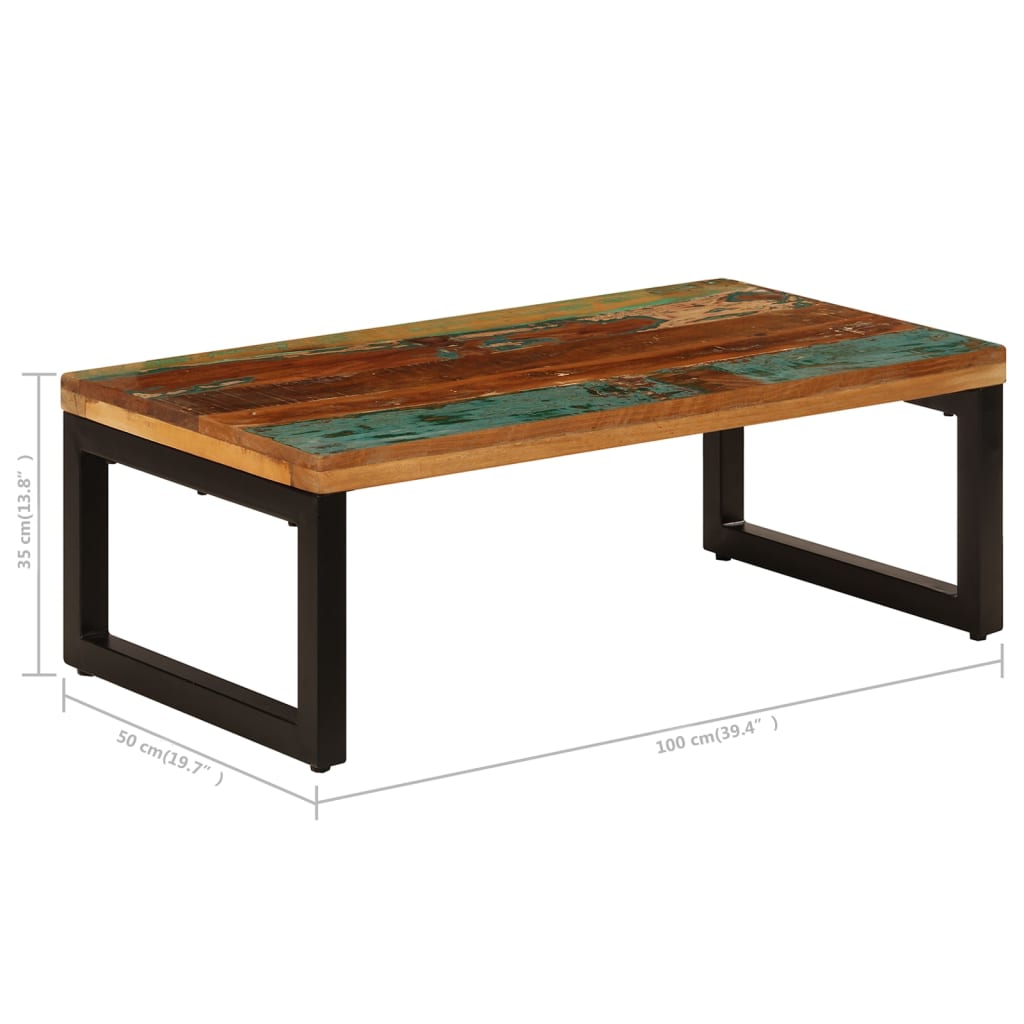 Table basse 100x50x35 cm en manguier massif et acier