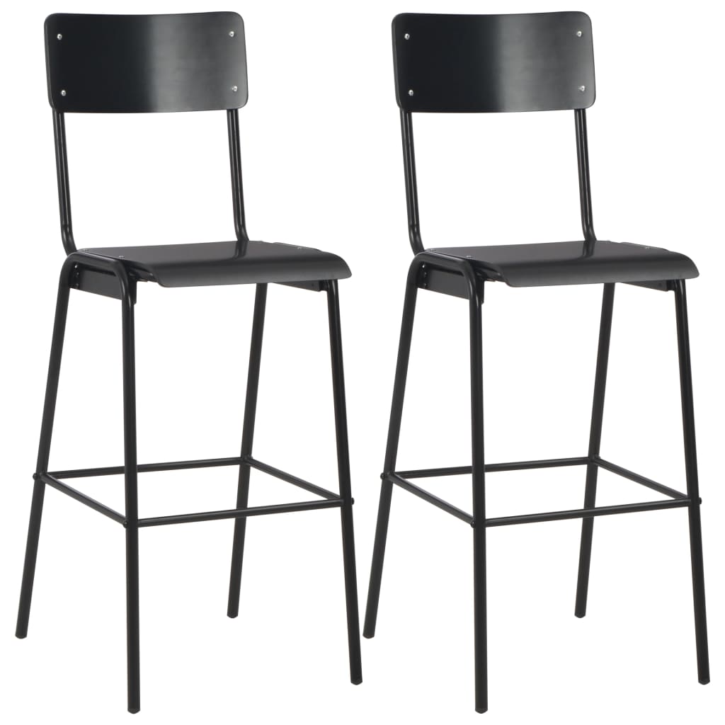 Barstoelen 4 st massief multiplex staal