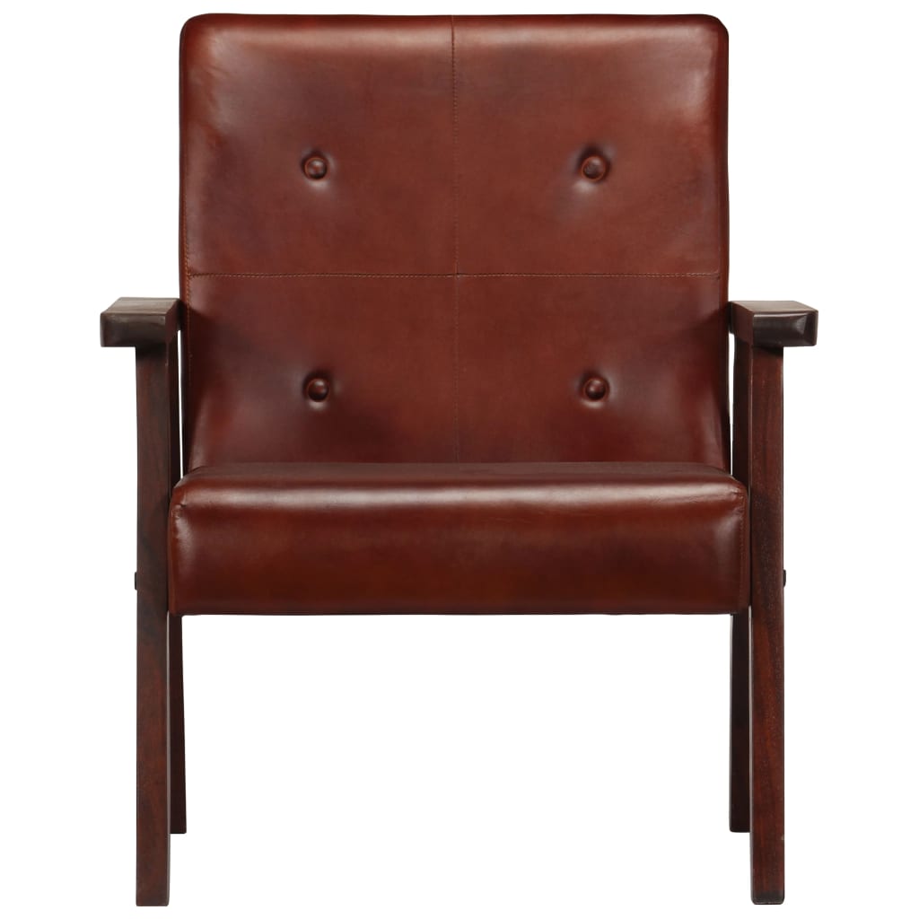 Fauteuil echt leer bruin