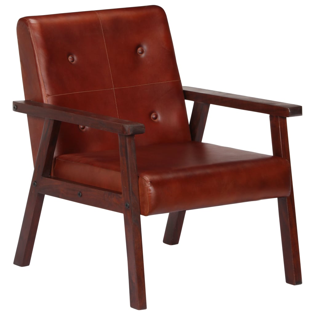 Fauteuil echt leer bruin