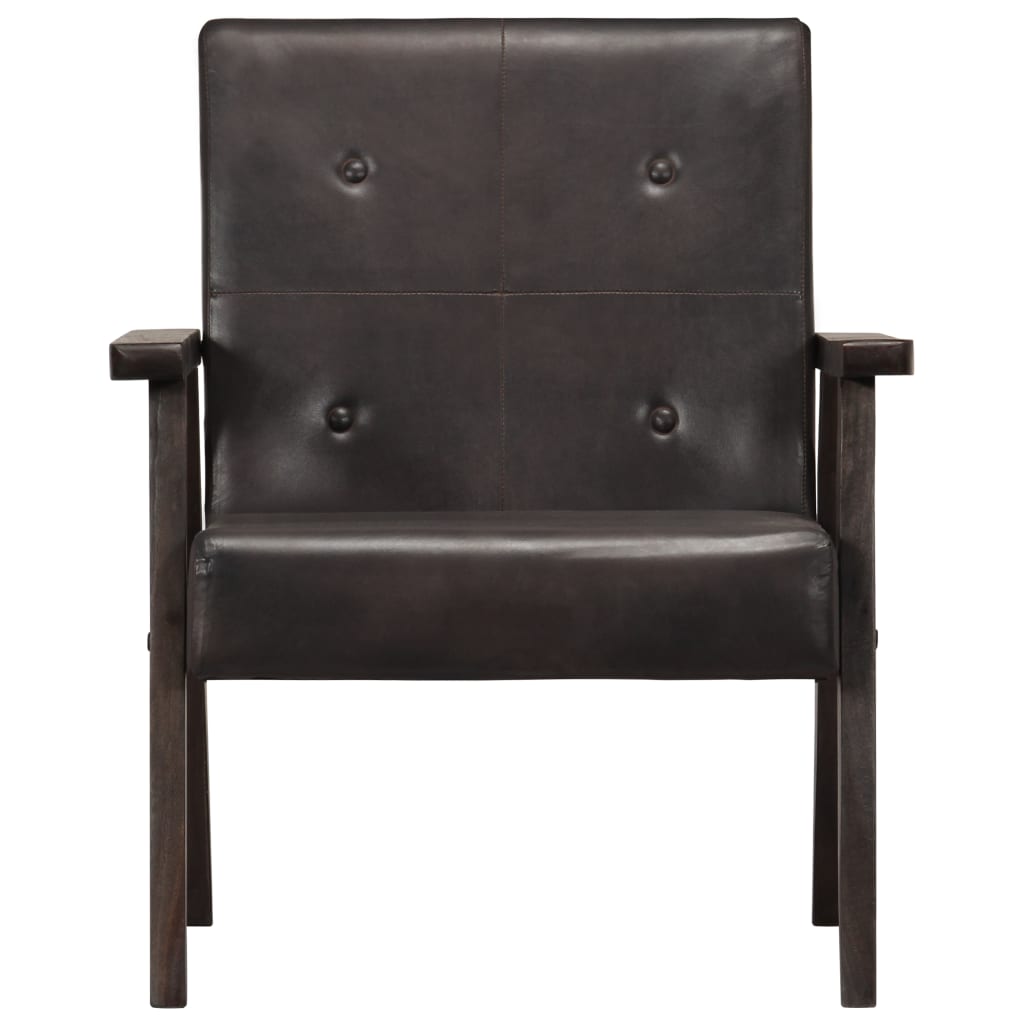 Fauteuil echt leer bruin