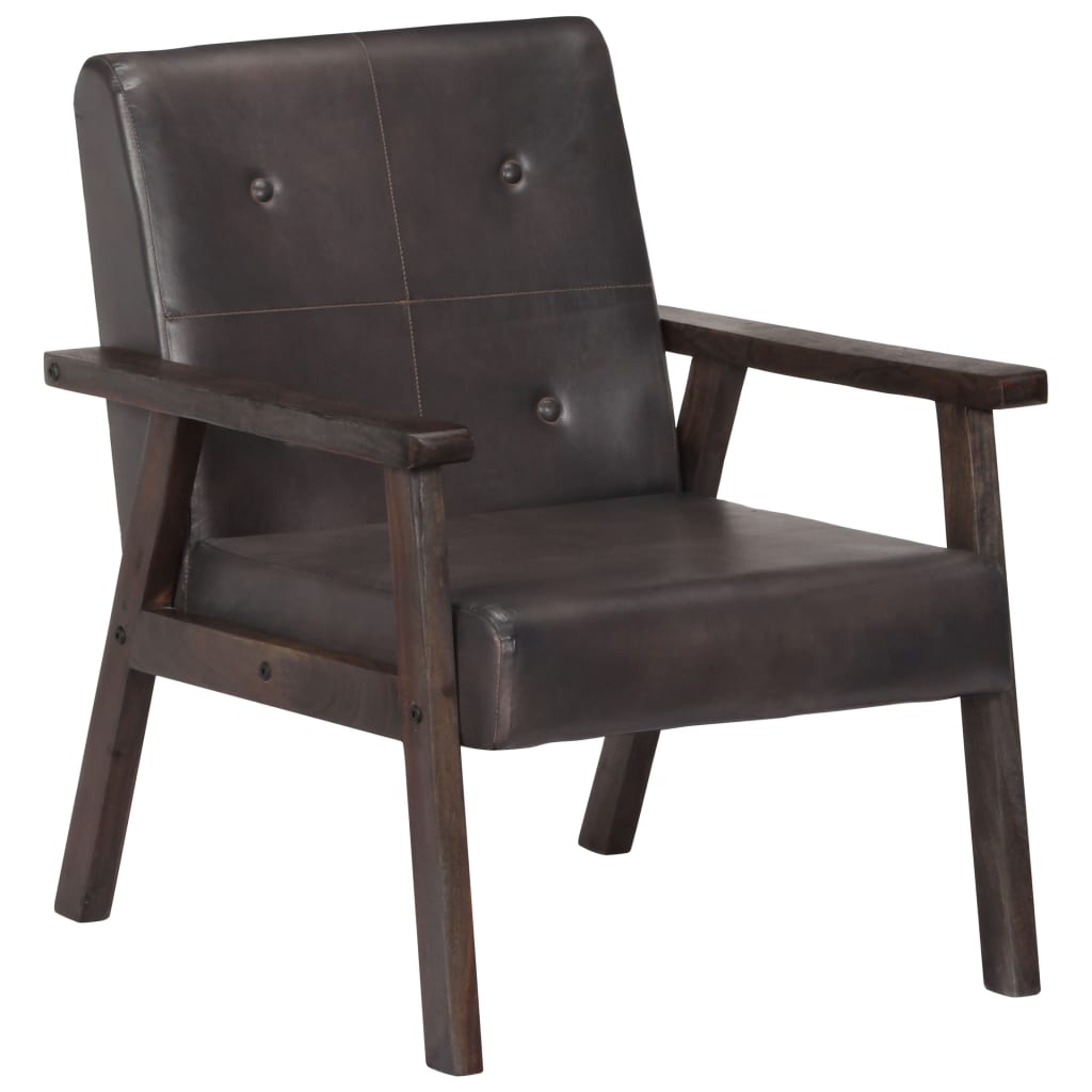 Fauteuil echt leer bruin