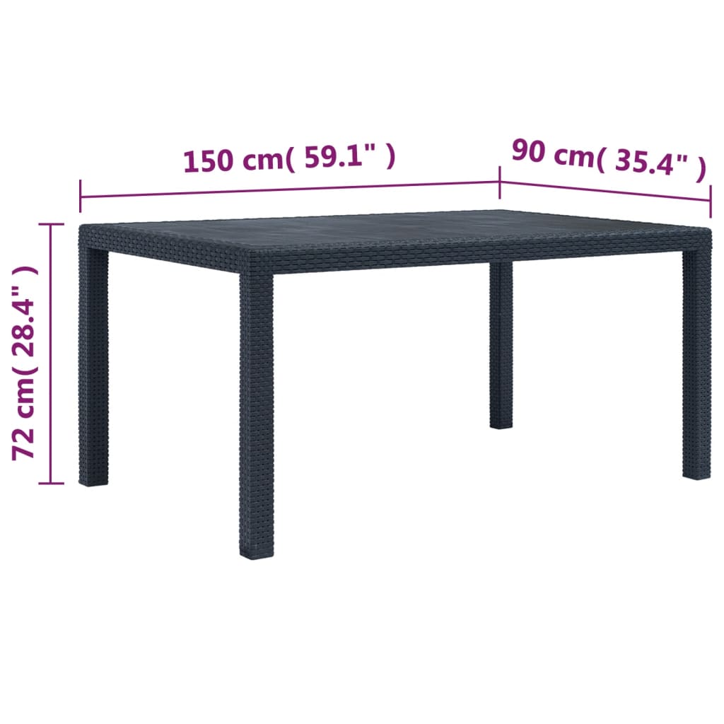 Tuintafel 79x79x72 cm rattan-look kunststof