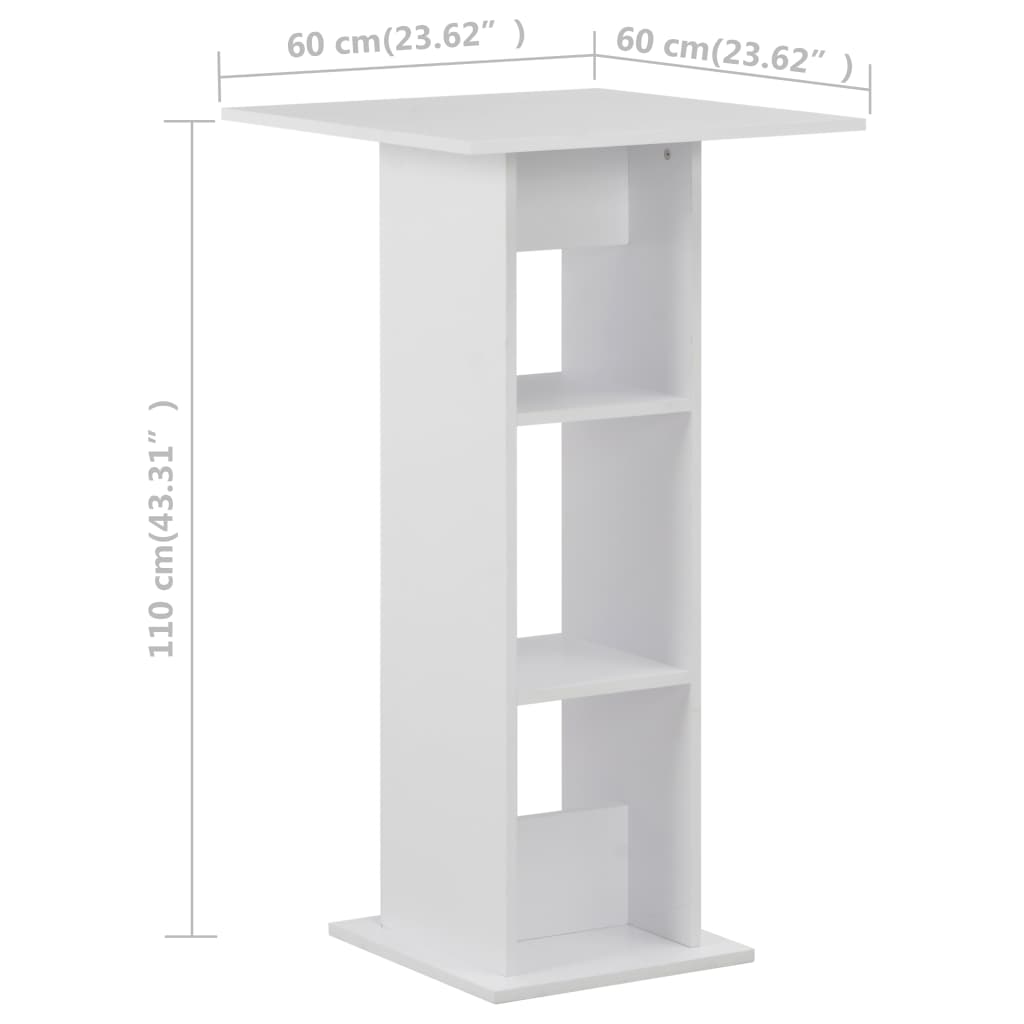 Table de bar 60x60x110 cm couleur béton