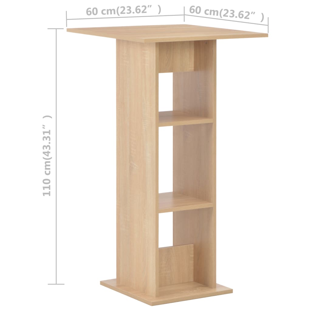 Table de bar 60x60x110 cm couleur béton