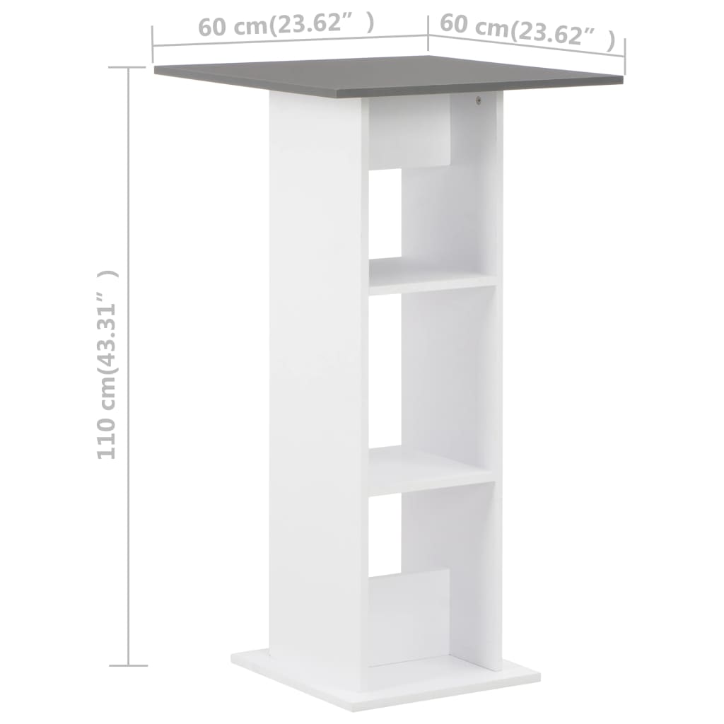 Table de bar 60x60x110 cm couleur béton