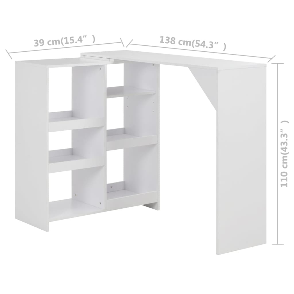 Bartafel met verplaatsbaar schap 138x39x110 cm eikenkleurig