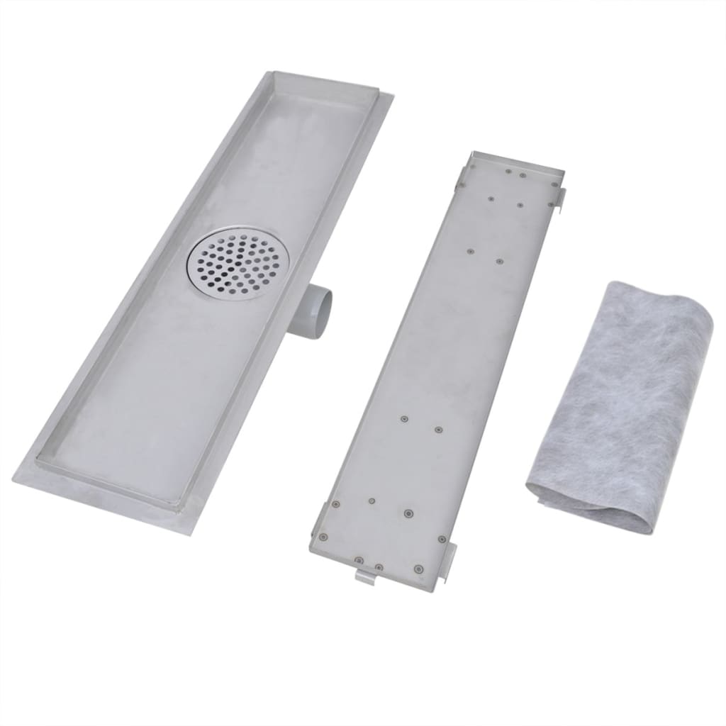 Bonde de douche 2 pcs rectangulaire 1030x140 mm inox