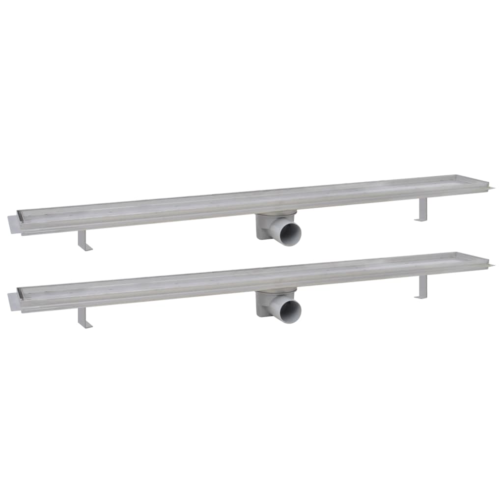 Bonde de douche 2 pcs rectangulaire 1030x140 mm inox