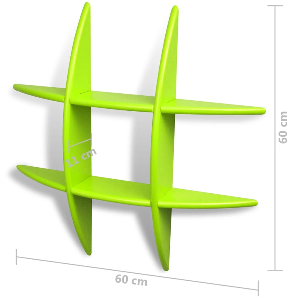 Etagère murale MDF flottante pour livres/DVD vert