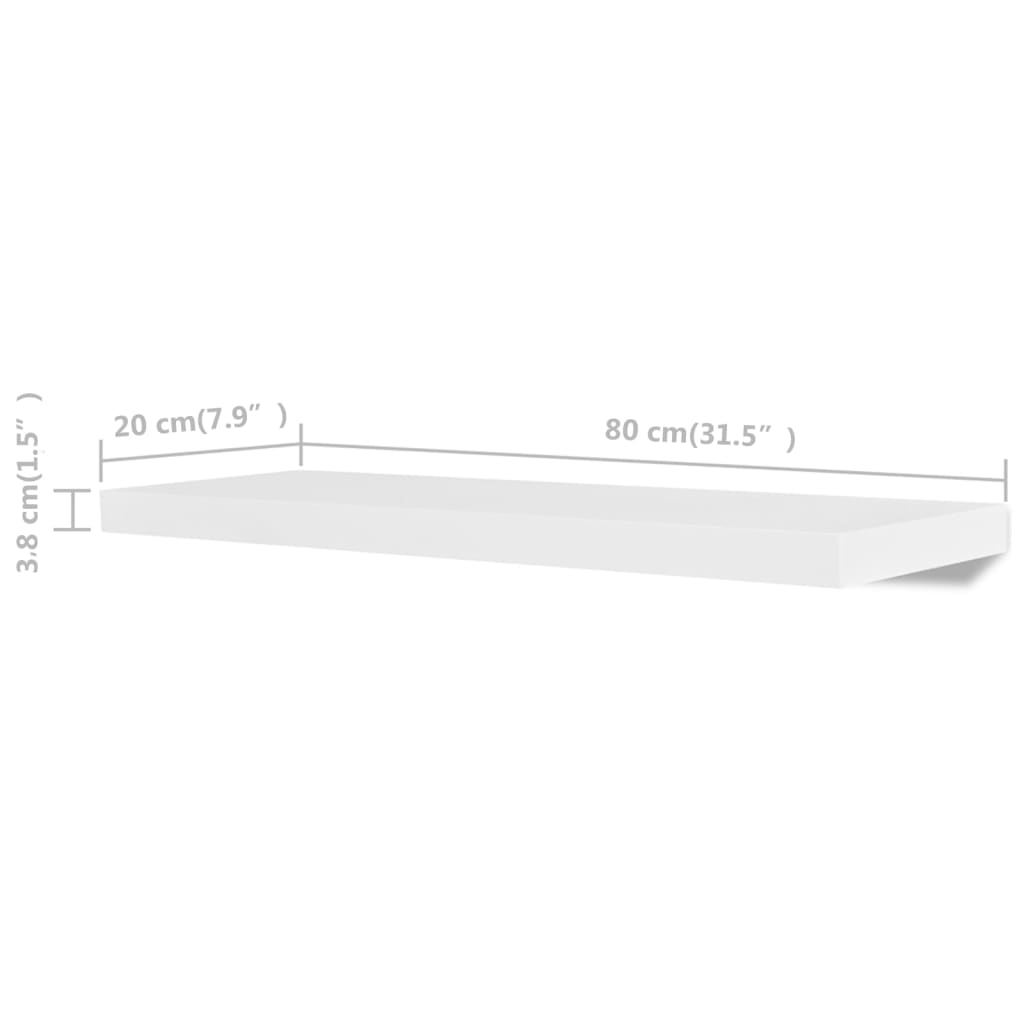 Wandplanken 4 st 40 cm wit