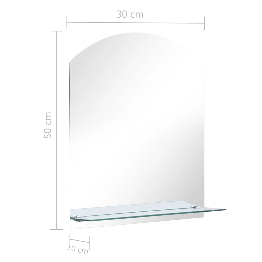 Wandspiegel met schap 60x60 cm gehard glas