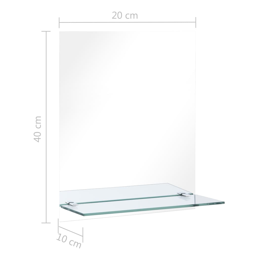 Wandspiegel met schap 30x30 cm gehard glas