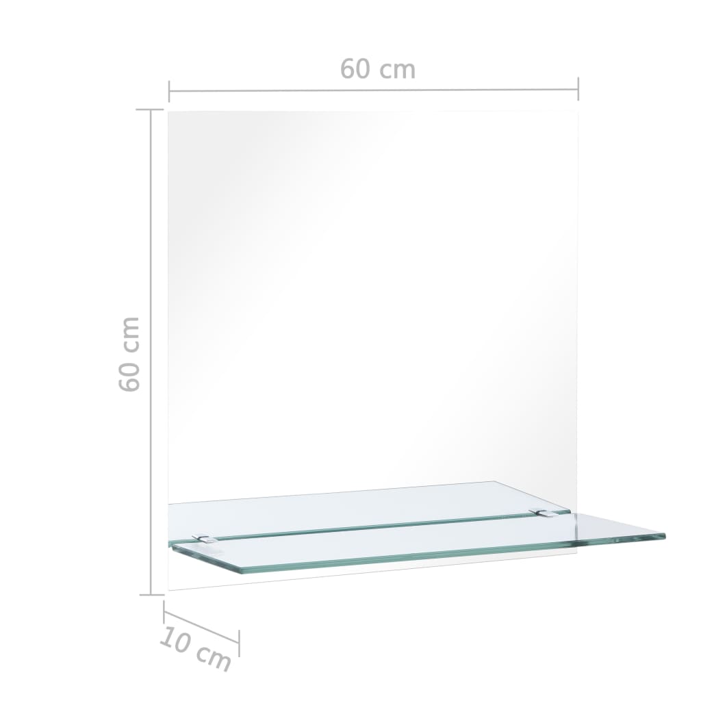 Wandspiegel met schap 30x30 cm gehard glas