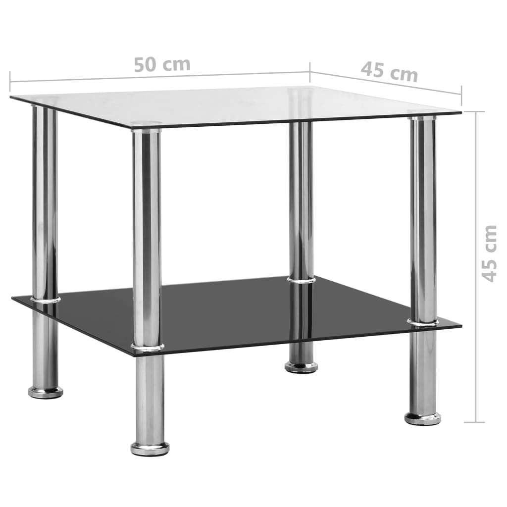 Bijzettafel 45x50x45 cm gehard glas zwart