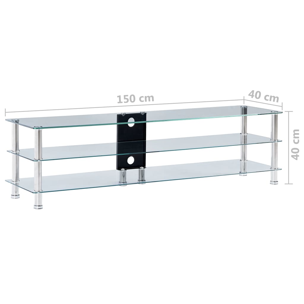 Tv-meubel 120x40x40 cm gehard glas transparant