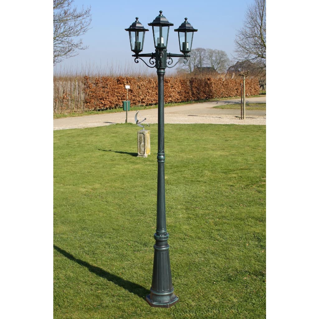 Lanterne de jardin à 3 bras 215 cm aluminium vert foncé/noir