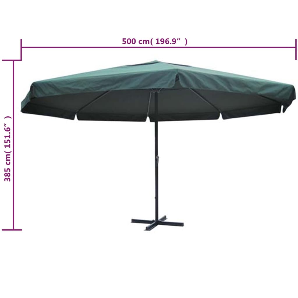 Parasol Samos 500 cm aluminium groen