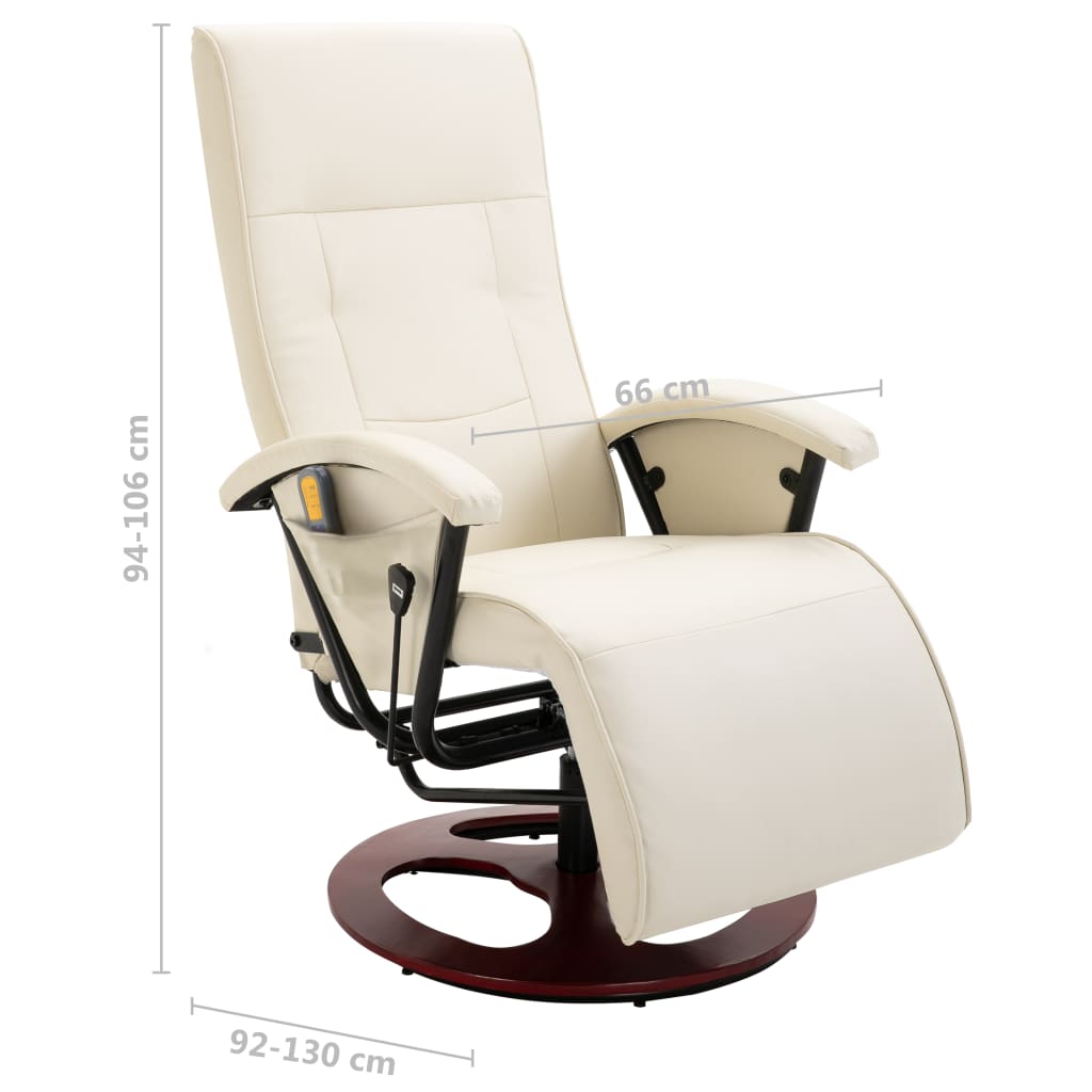 Fauteuil de massage cuir artificiel blanc crème