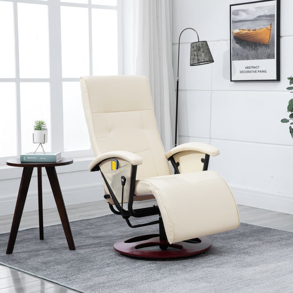 Fauteuil de massage cuir artificiel blanc crème