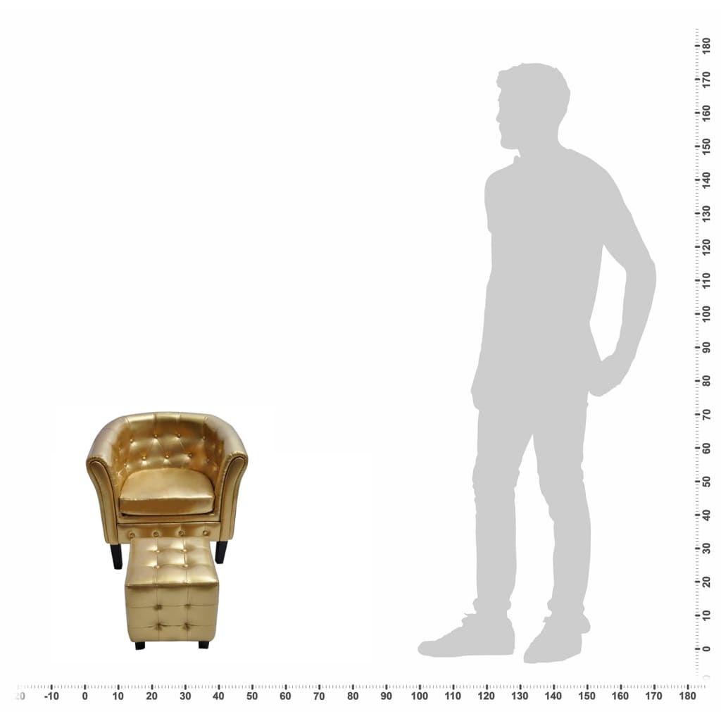 Fauteuil baquet avec repose-pieds simili cuir doré