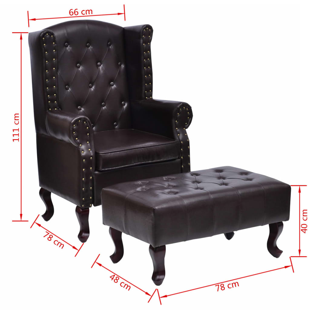 Fauteuil met hocker