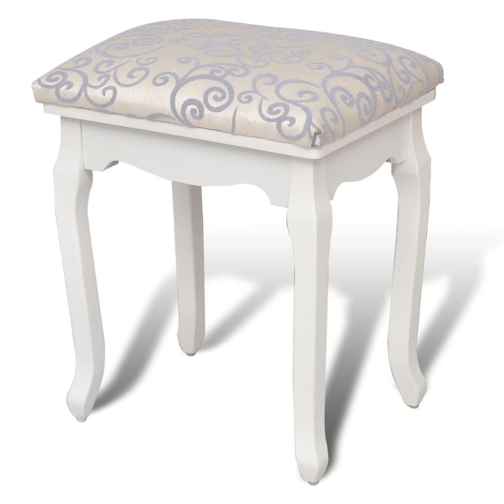 Coiffeuse tabouret tissu blanc chaud