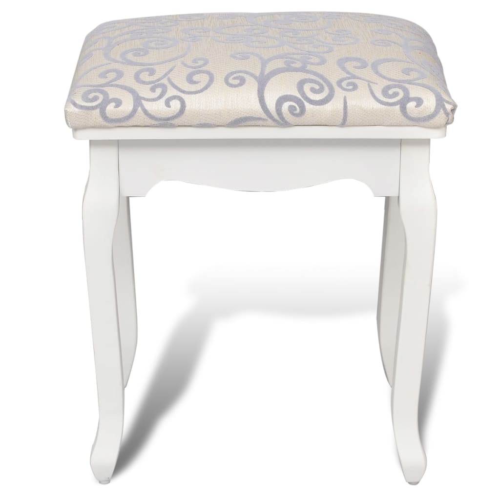 Coiffeuse tabouret tissu blanc chaud