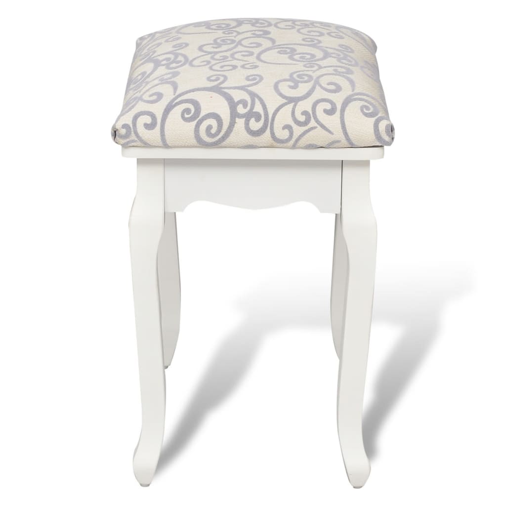 Coiffeuse tabouret tissu blanc chaud