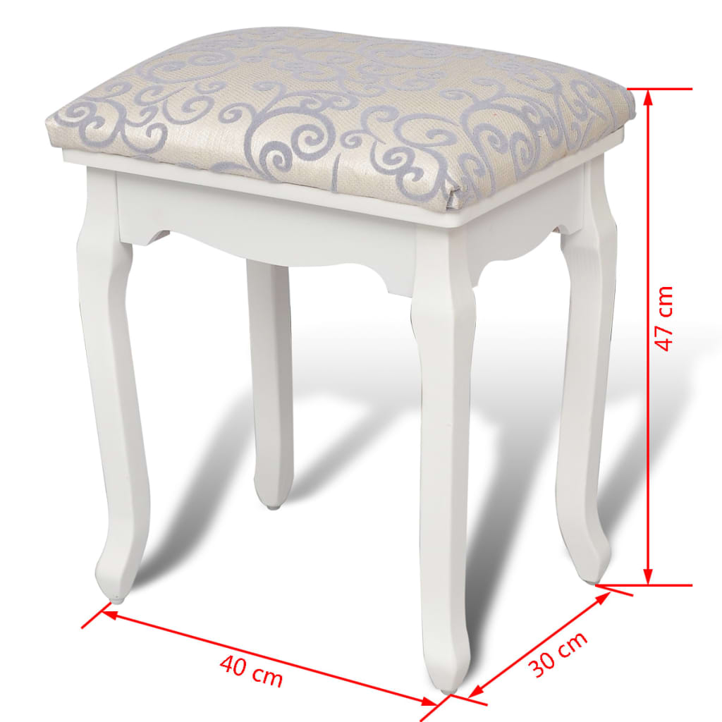 Coiffeuse tabouret tissu blanc chaud