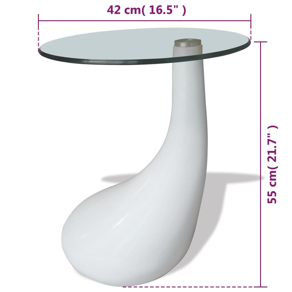 Table basse avec plateau rond en verre brillant 2 pcs