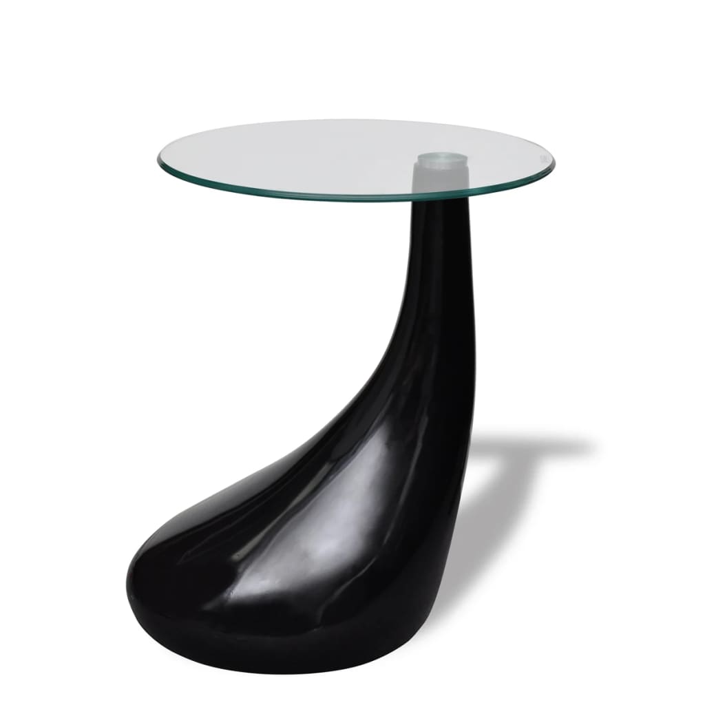 Table basse avec plateau rond en verre brillant 2 pcs