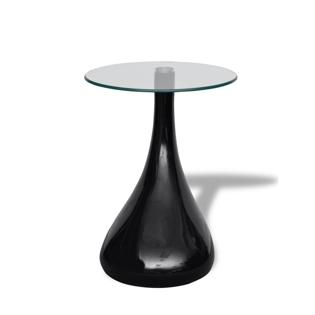 Table basse avec plateau rond en verre brillant 2 pcs