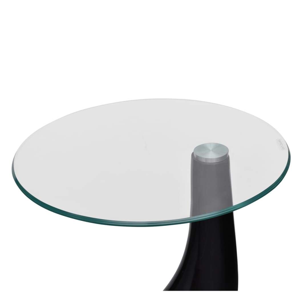 Table basse avec plateau rond en verre brillant 2 pcs