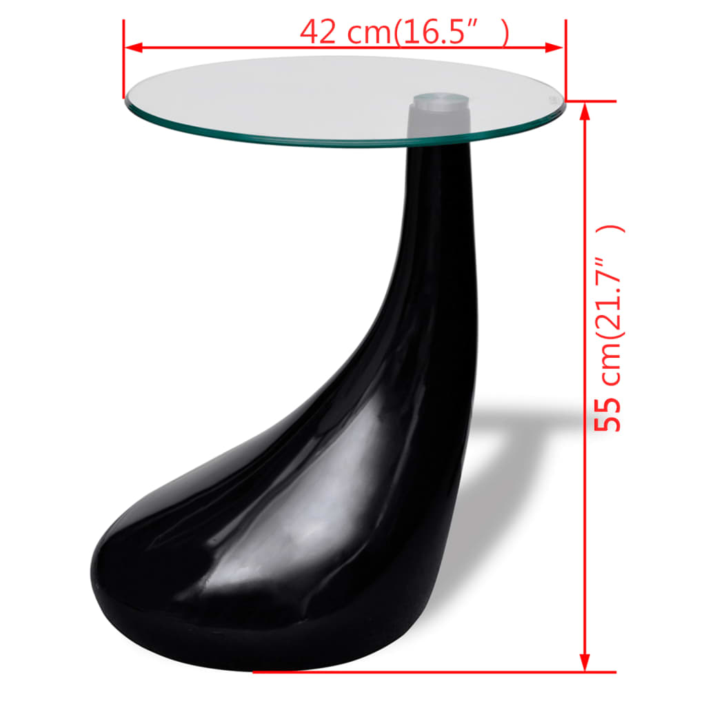 Table basse avec plateau rond en verre brillant 2 pcs