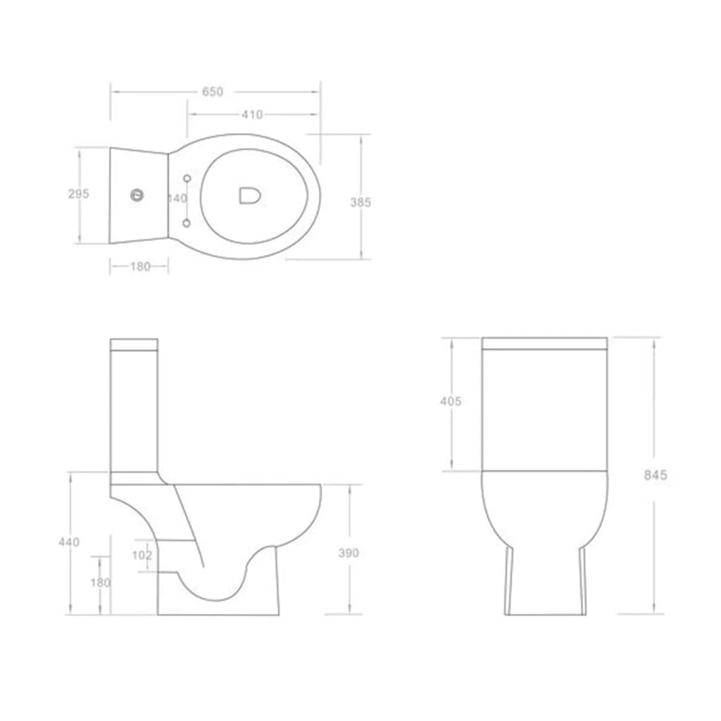 Toilet met afvoer achter keramiek