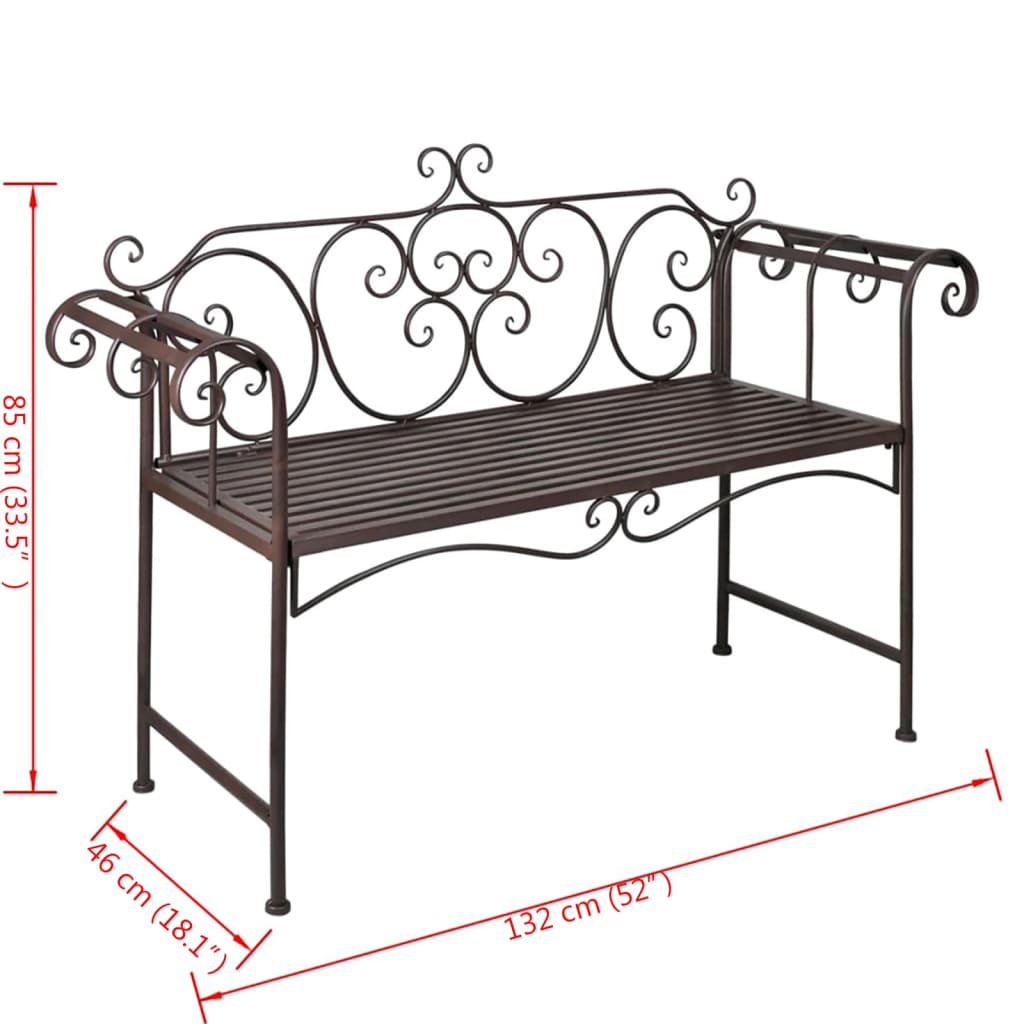 Banc de jardin 132 cm métal blanc antique