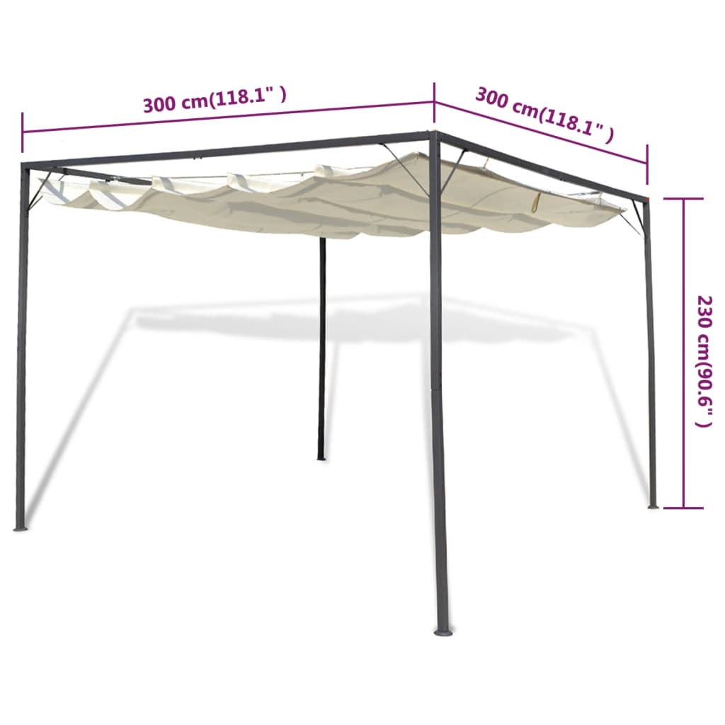 Tonnelle de jardin avec toit rétractable 180 g/m² 3x3 m