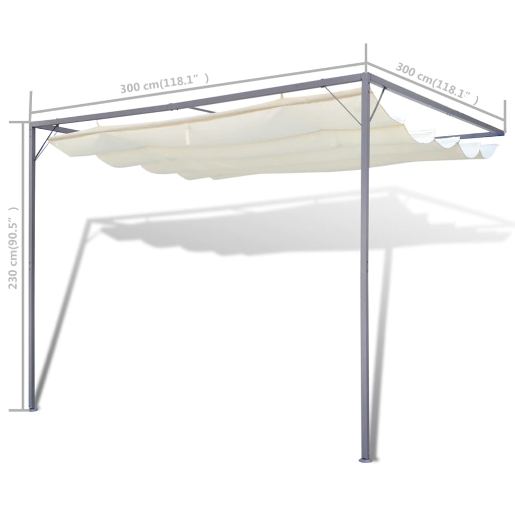 Tonnelle murale de jardin avec toit rétractable 3x3x2,3 m