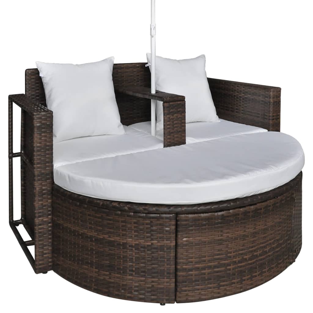 Tuinbed met parasol poly rattan