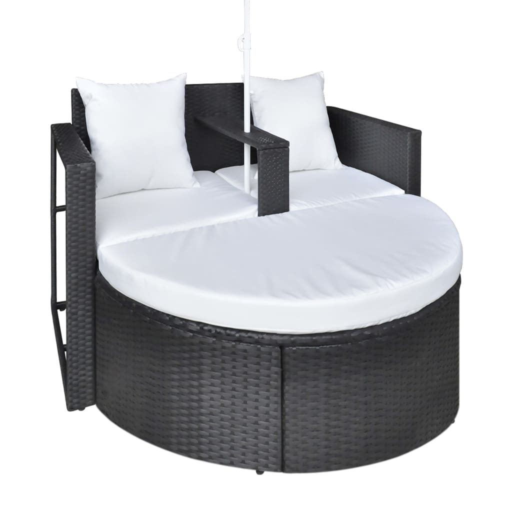 Tuinbed met parasol poly rattan